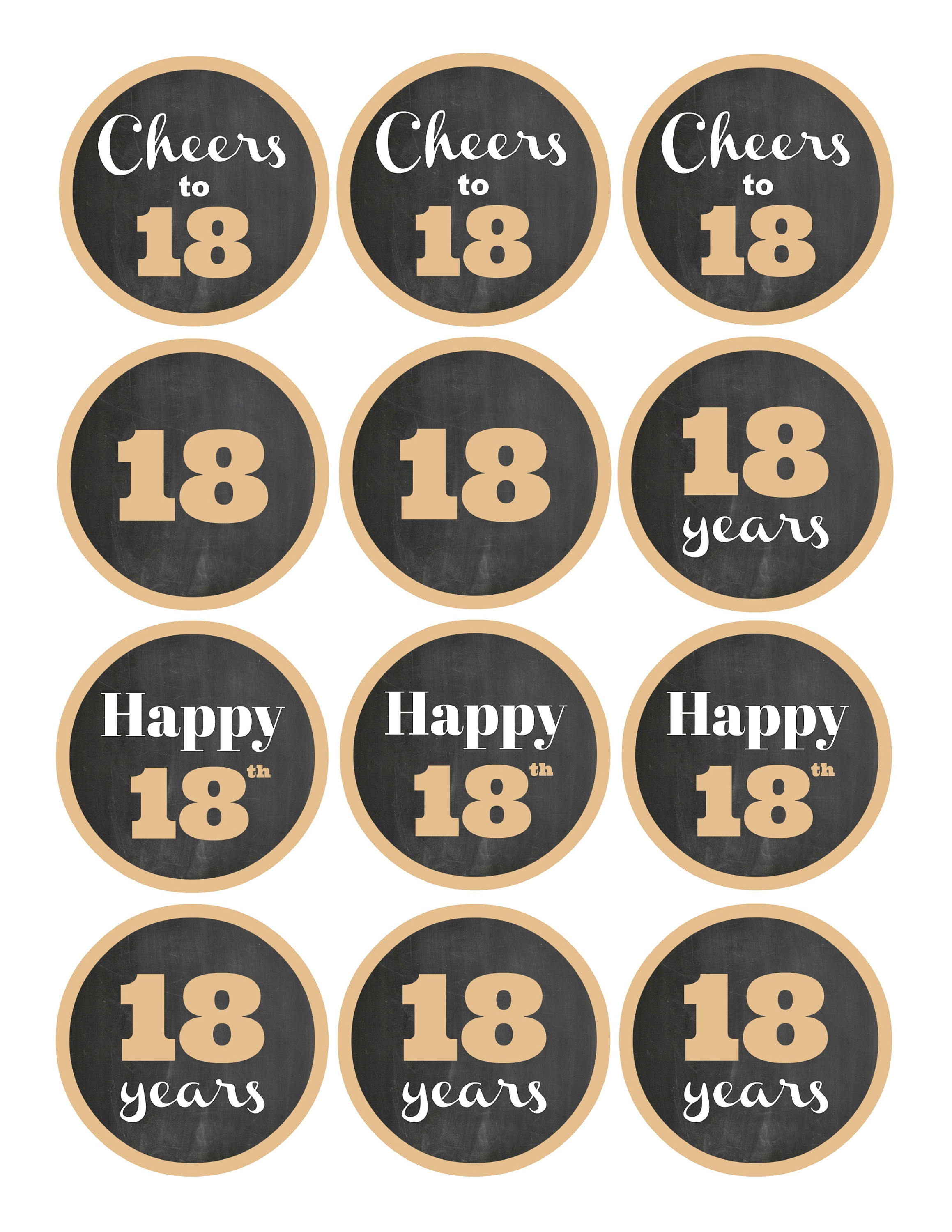 18th Birthday Cupcake Toppers DIY Cupcake Topper 18th | Etsy