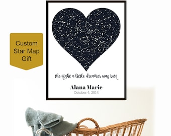 Custom Star Map Heart, Constellation Map, Personalized Constellation Poster, Night Sky Print, New Baby Gift, Nusery Wall Art PRINTABLE, JPG