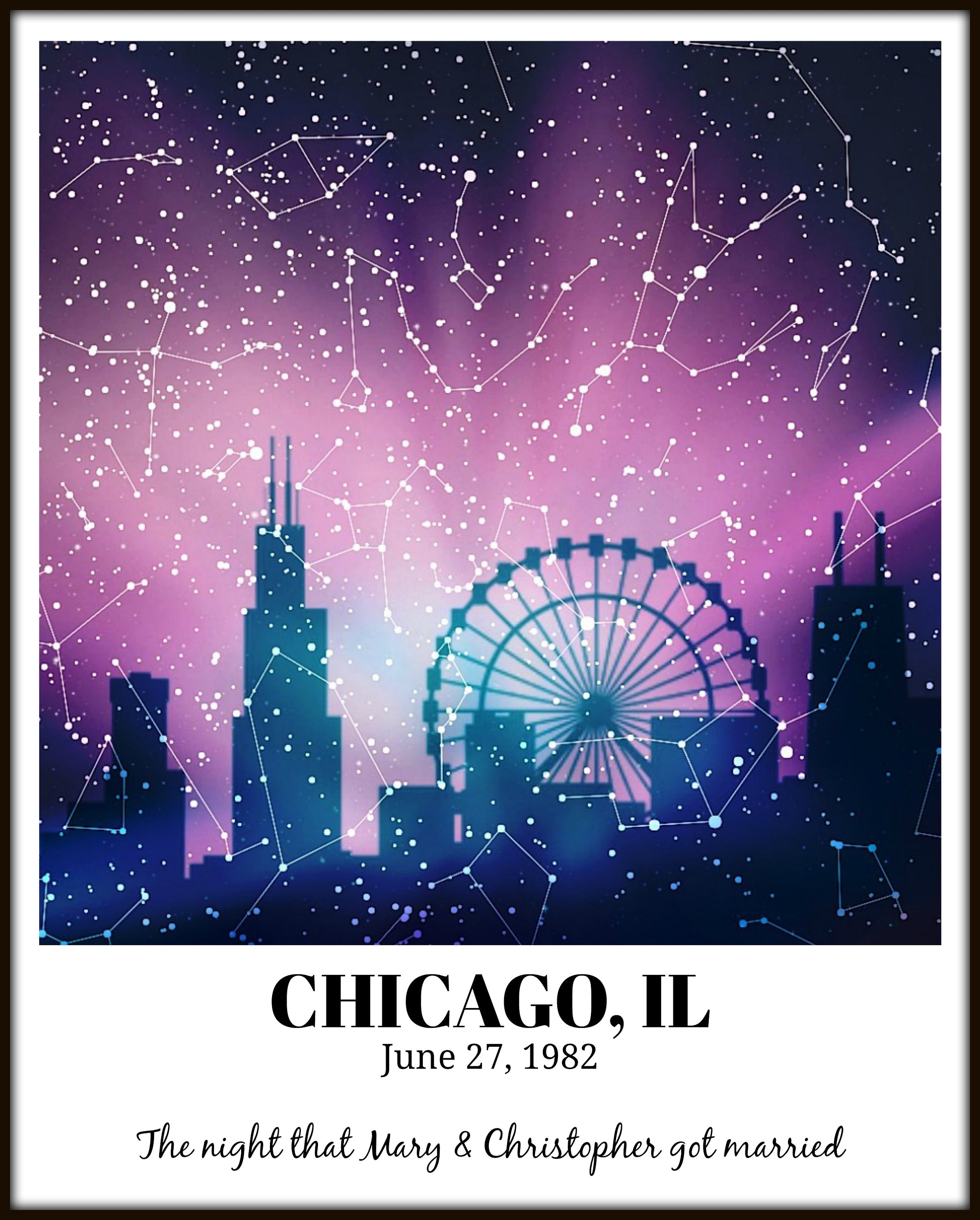 Chicago Skyline Wall Art Custom Star Map Chicago Print | Etsy