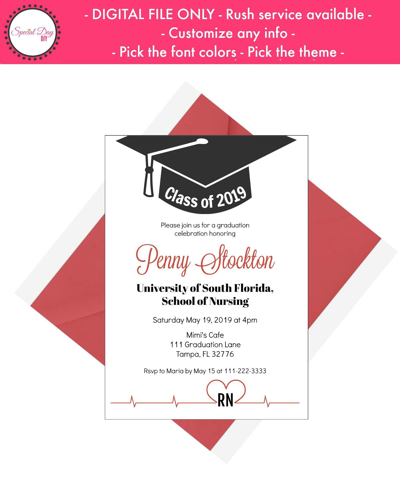 Nursing Student Graduation Announcement Nursing School Nurse - Etsy