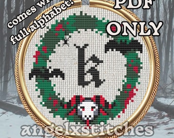 Krampusnacht Monogrammed Ornaments - Cross Stitch Pattern - PDF ONLY