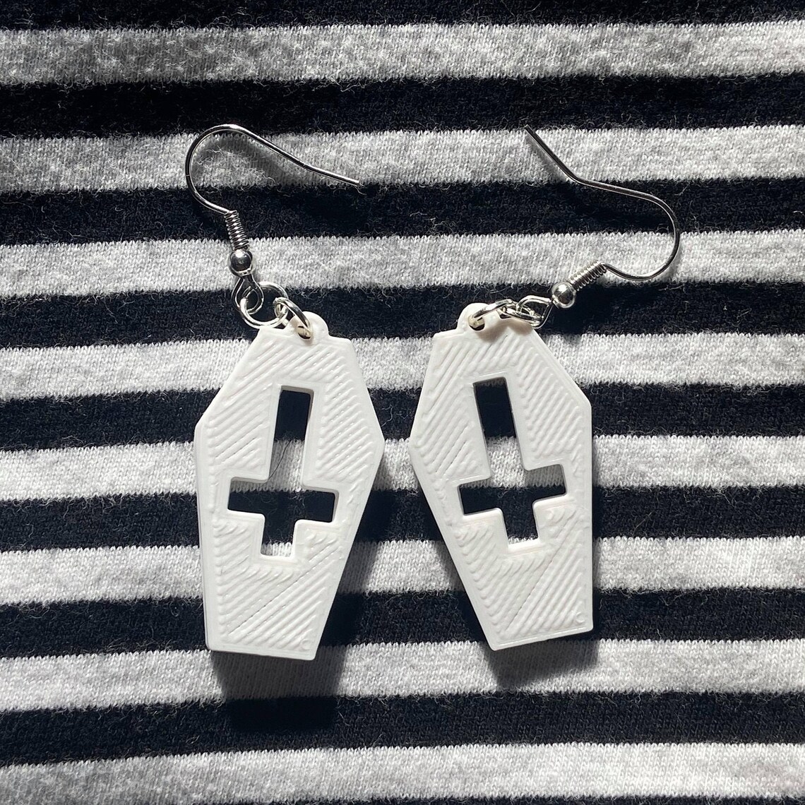 Upsidedown Cross Coffin Earrings black or White Etsy