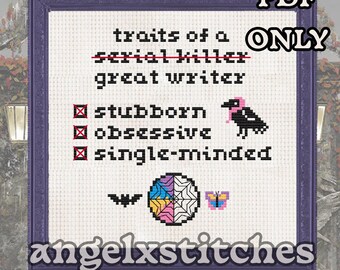 Wednesday Addams Cross Stitch Pattern - Great Writers (PDF Pattern)