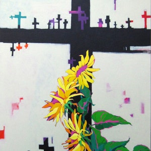 Lot de 3 oeuvres d'art JK Lamkin (6 cartes au total) « Croix » horizontales ou verticales pliées - 5,5 x 10 cm - LIVRAISON GRATUITE !