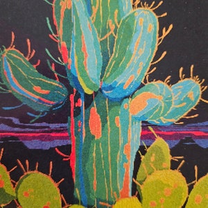 Lot de 1 oeuvres d'art JK Lamkin (5 cartes au total) « Cactus » cartons de correspondance vierges pliés à la verticale - 14,2 x 10,4 cm LIVRAISON GRATUITE !