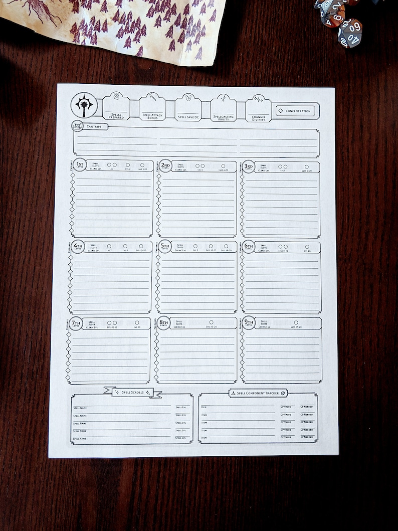 Cleric Custom Character Sheet Printable and Form-Fillable image 4