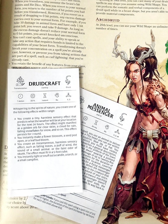 Custom Druid Spell Cards Dungeons And Dragons Dnd 5e Etsy