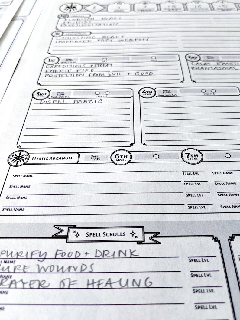 Dnd 5e Warlock Character Sheet
