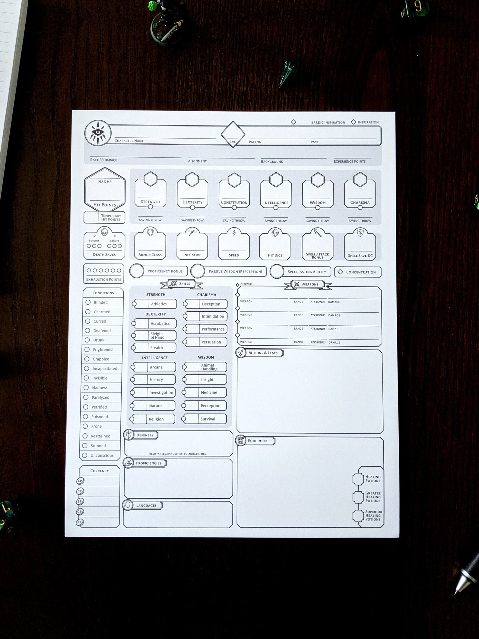 Dnd Warlock Spell 5e Sheet