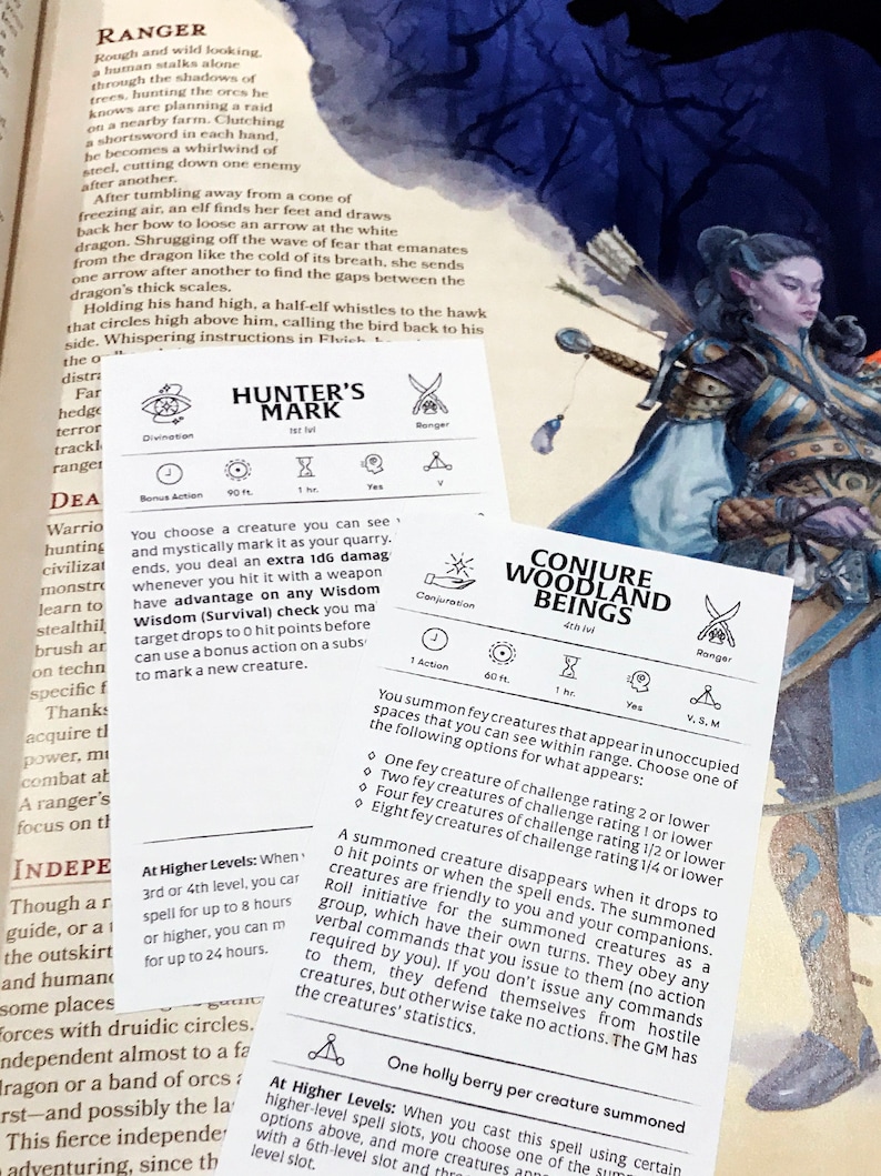 Custom Ranger Spell Cards Dungeons and Dragons DnD 5e Etsy