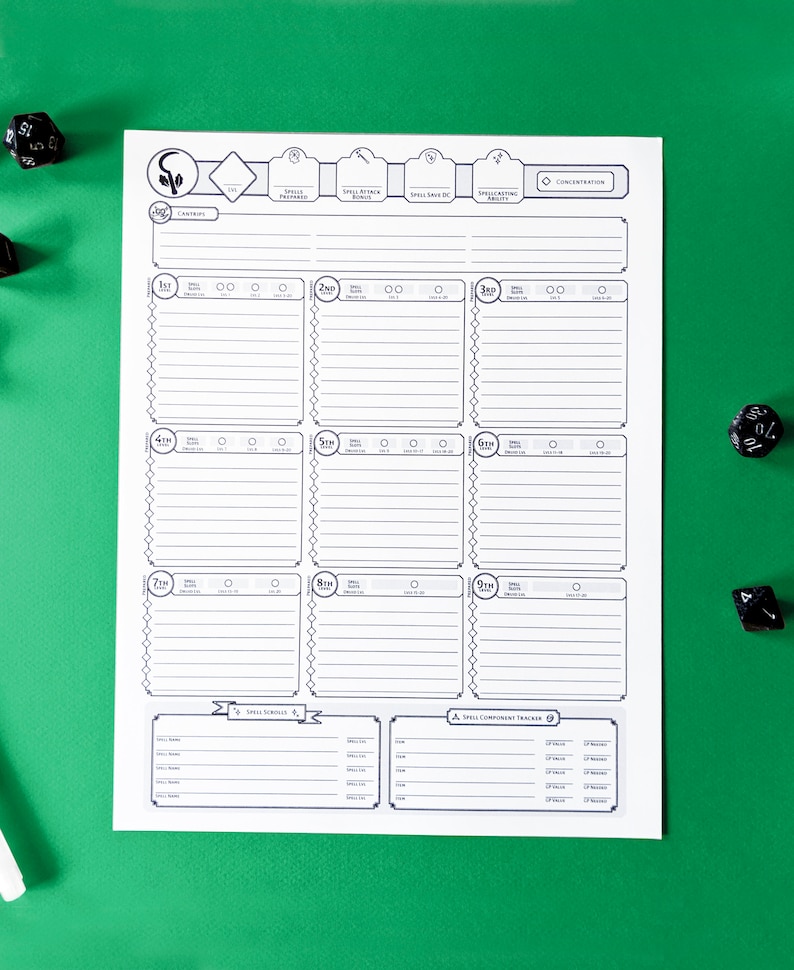 DnD 5e Druid Custom Character Sheet Printable And Form Fillable Fotosdeputaria Games Puzzles 