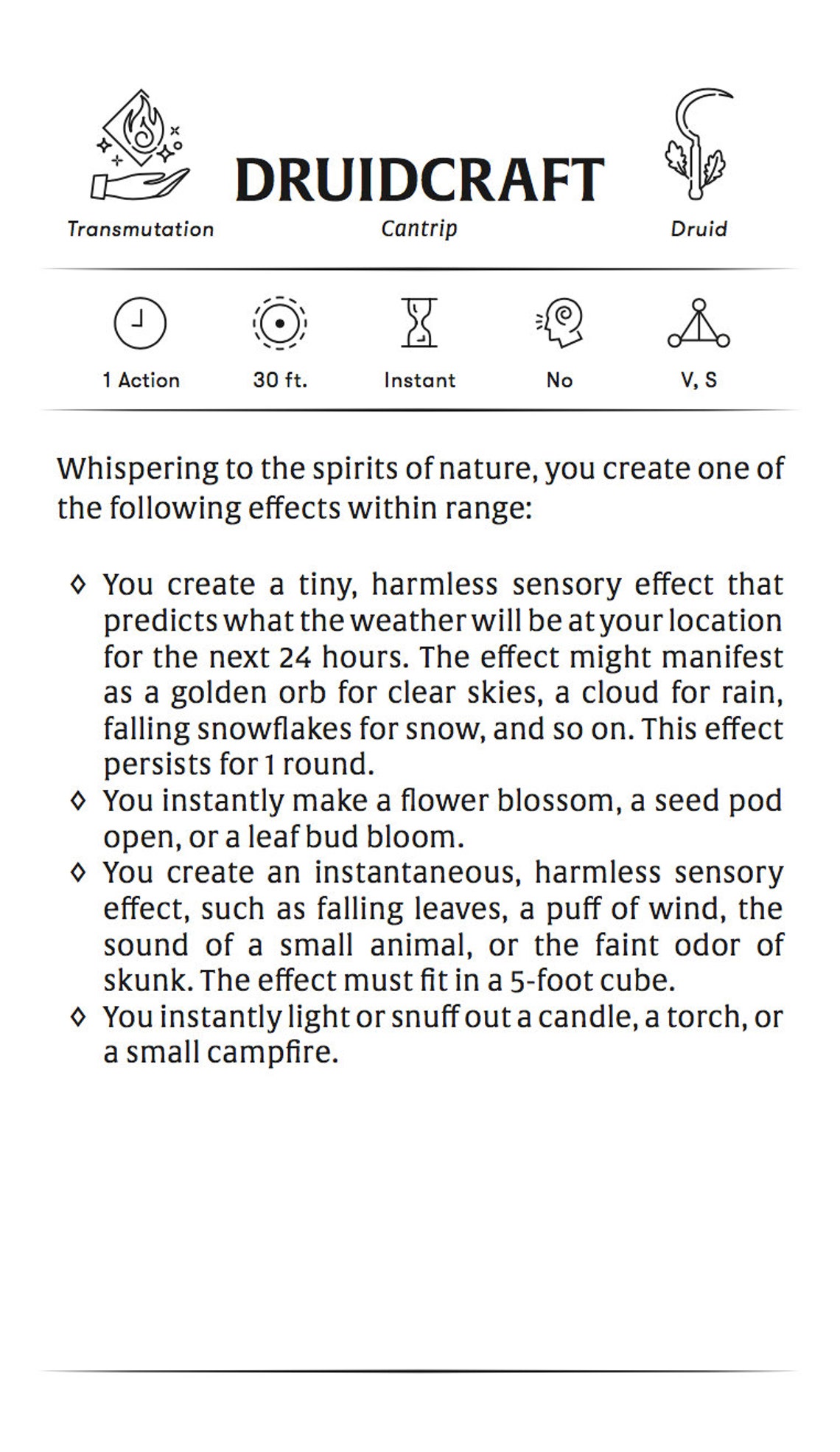 Custom Druid Spell Cards Dungeons and Dragons DnD 5e Etsy