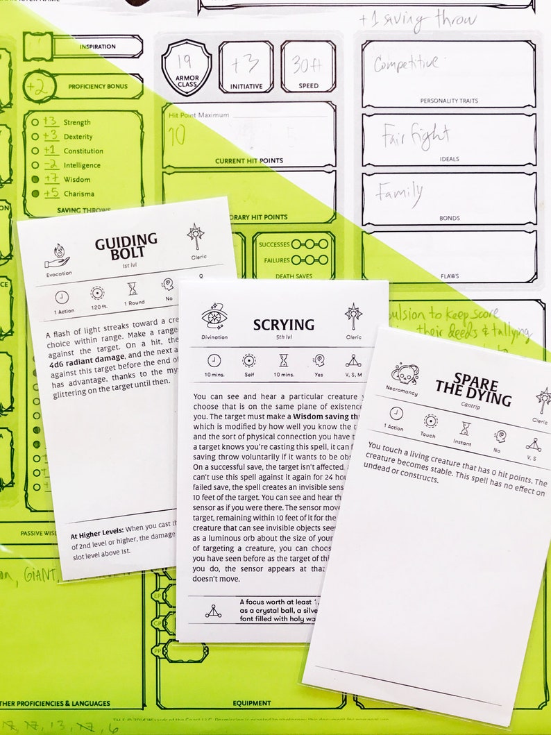 Tailor made Cleric Spell Playing cards - Dungeons and Dragons - DnD 5e picture regarding Printable Spell Cards 5e titled Customized Cleric Spell Playing cards - Dungeons and Dragons - DnD 5e