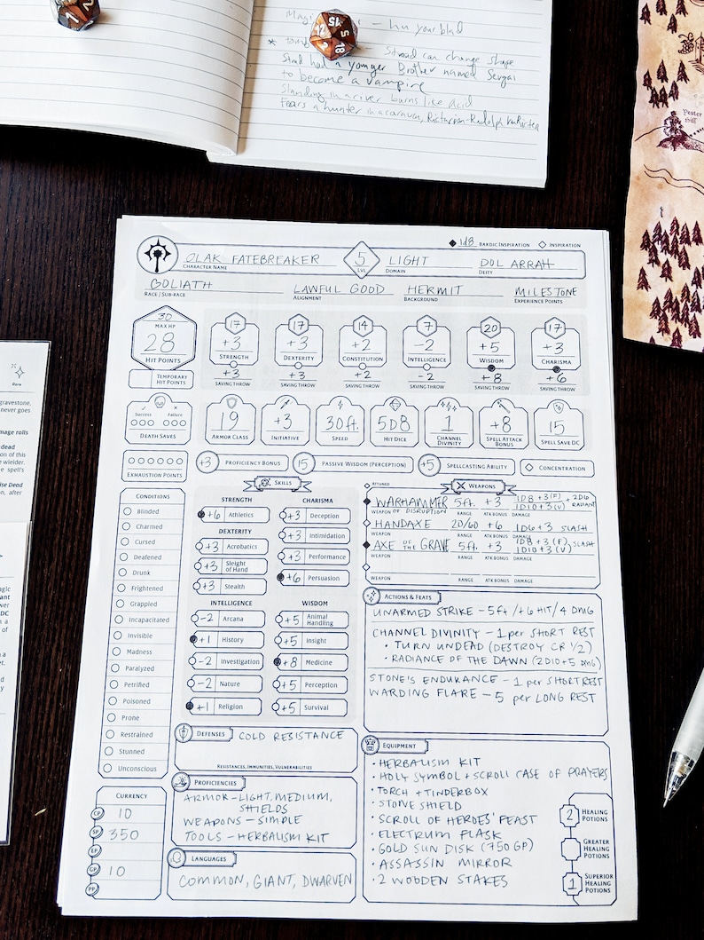 Cleric Custom Character Sheet Printable and Form-Fillable image 8