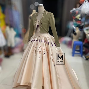 Anna Frozen 2 Cream Costume Cosplay Adult, Anna Frozen 2 Dress, Cream Anna Dress, Anna Costume Disney Inspired