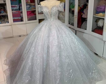 Silver puffy sale dress