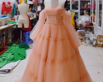 Tulle long ballgown - Cute dress - Promdress - colors dress - customs colors dress