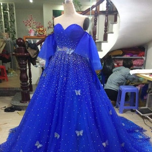 Crystals Princess Dress Blue Dress 