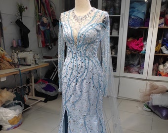 Elsa Broadway Inspired Costume, Adult Elsa Costume, Disney Inspired Frozen, Elsa Blue Dress, Evening Dress, Theatre Costume