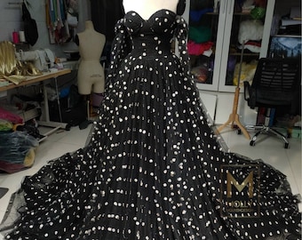 Black Daisy Dress, Prom Black Dress,Daisy Dress, Quinceanera dress, Black Wedding Dress, Custom Order