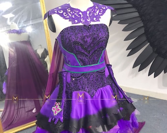 Mal Descendants-jurk - korte versie Mal Descendants-outfit - cosplaypersonage