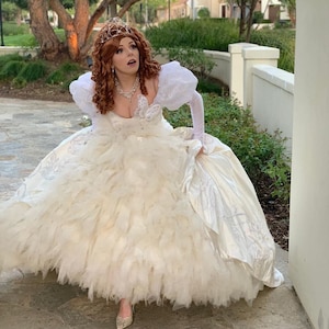 Disfraz de novia blanco de Giselle, vestido de la película Enchanted, disfraz de Giselle inspirado en personajes de Disney, disfraz de Giselle para cosplay.