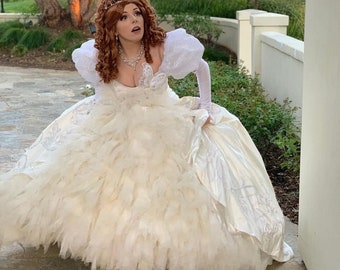 Giselle White Wedding Costume, Dress Enchanted film, Disney character Inspired Giselle costume, Giselle Ballgown Costume Cosplay