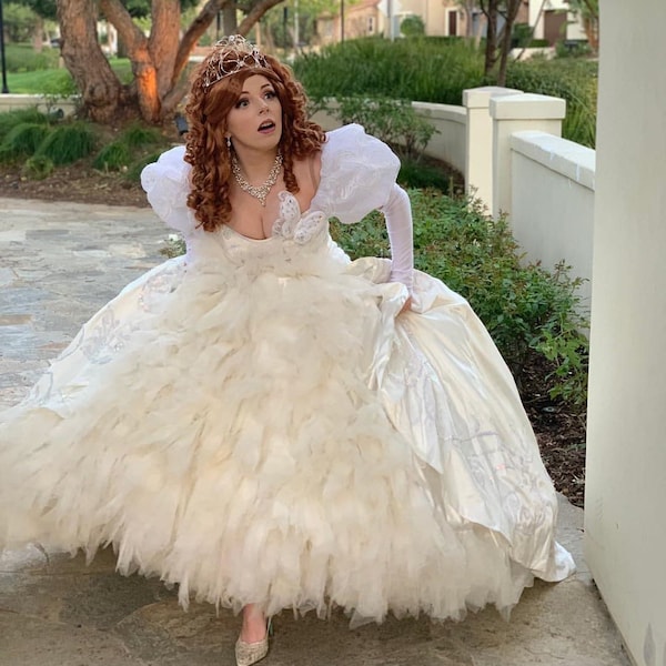 Giselle White Wedding Costume, Dress Enchanted film, Disney character Inspired Giselle costume, Giselle Ballgown Costume Cosplay