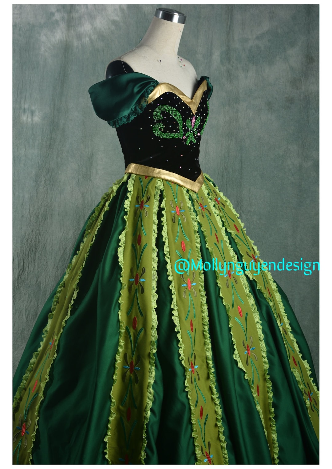 Ana Vestido Verde De Elsa Frozen Coronacion Anna Frozen Vestido