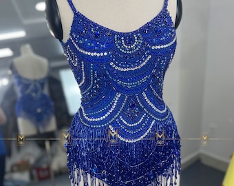 Full set Midnights bodysuit  replicas Taylor Swift Blue costume handmade full beading cosplay