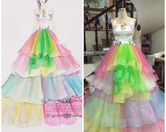 Unicorn ballgown - Disney costume - Unicorn - Dress color