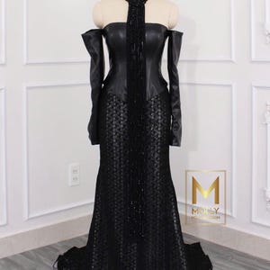 padme amidala black dress costume The Cosplay quality faux leather
