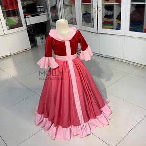 Belle Winter Kids Costume Dress, Belle Kids Cosplay Dress, Disney Inspired Costume Children