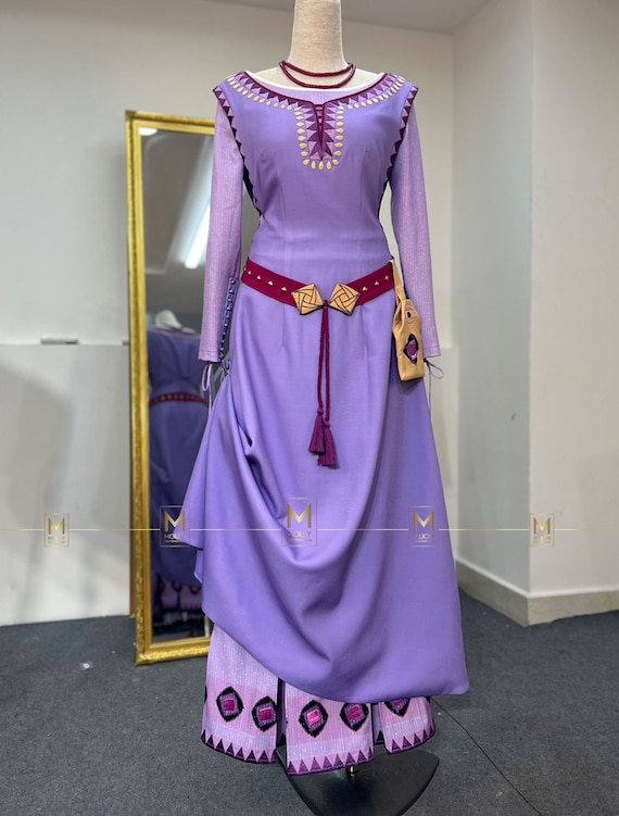 purple wish dress Disney Wish Asha Costume Dress Embroidery High-quality - Cosplay Asha for  Adult