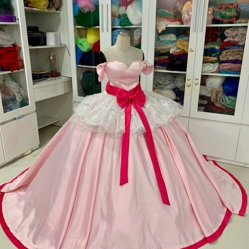 round neck patchwork plain evening dress