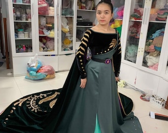 Anna Queen Adult Costume Inspired, Anna Frozen 2 Dress, Anna Frozen 2 Green Costume, Anna Inspired Disney Costume,