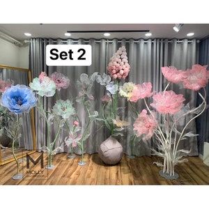 Set Big Flowers, Large Organza flowers, Free-Standing Giant Poppy Flower, Parties/Wedding Floral Decor, Big Flowers Studio Decor image 5