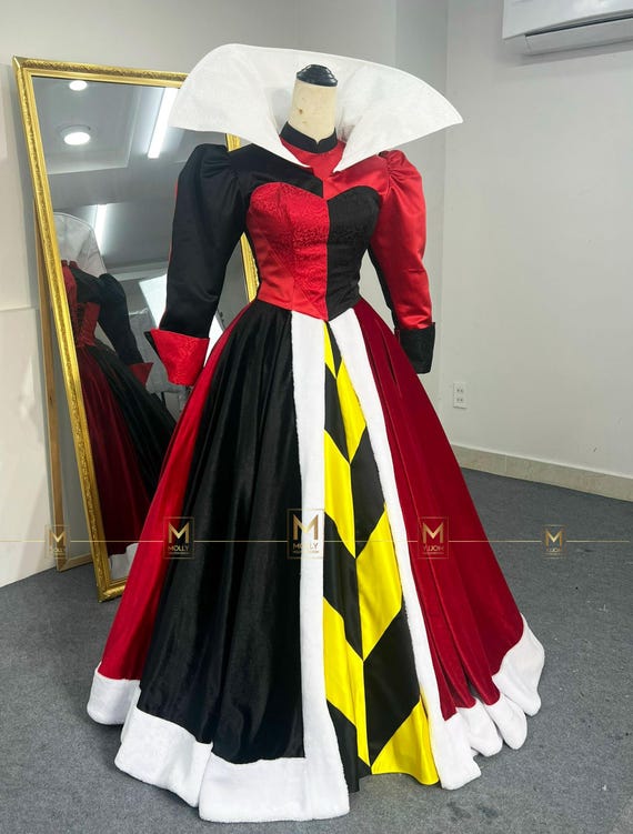 alice in wonderland red and black dress From Sketch to Still, a Visual History of Alice in Wonderland's Costumes