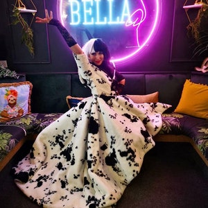 Cruella-jas 2021, Cruella-cosplaykostuumjasjas, Disney Cruella-kostuum, Cruella De Vil-kostuum