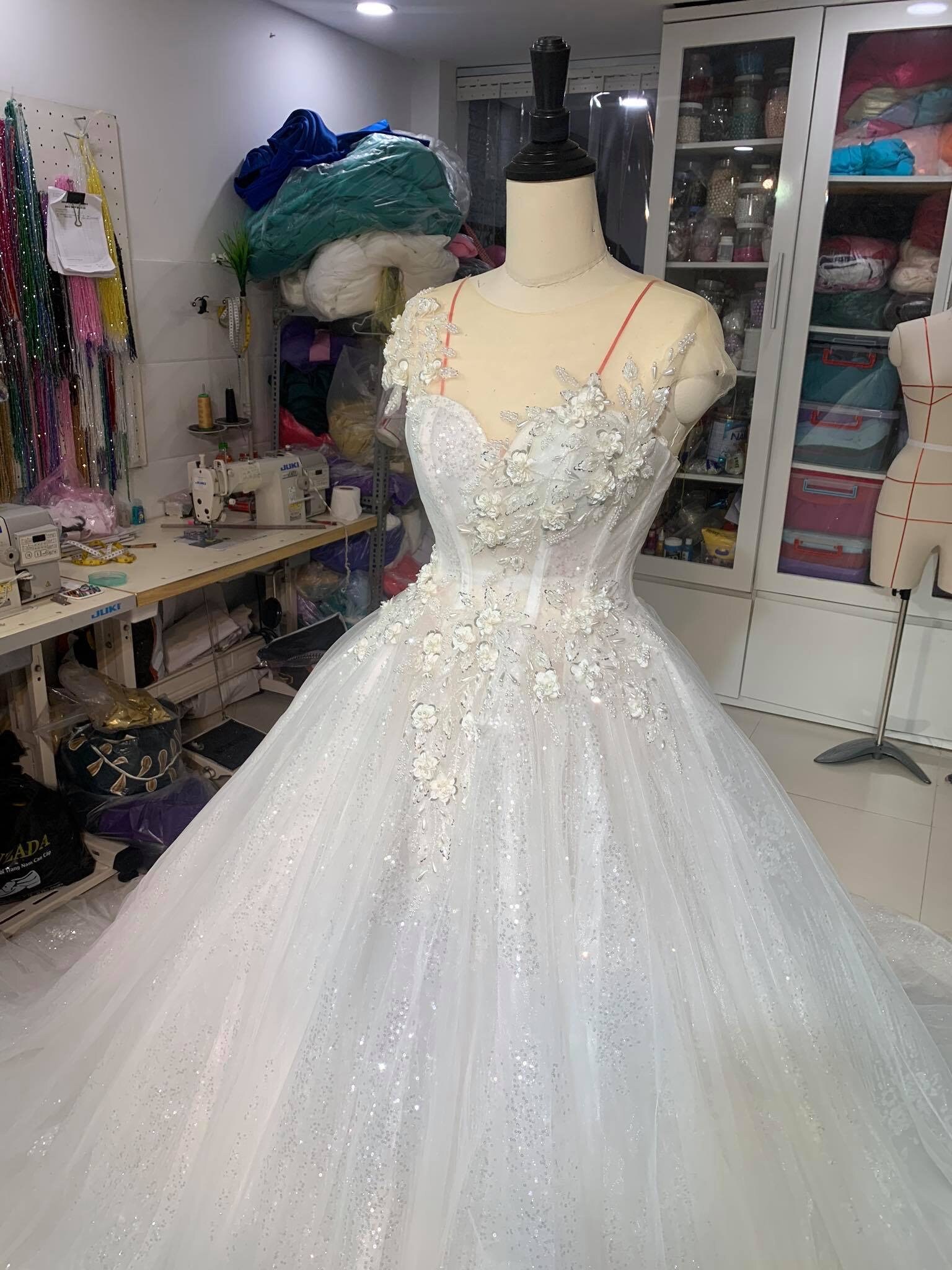 Luxury Wedding Dress Glitter Wedding Dress White Glitter Etsy