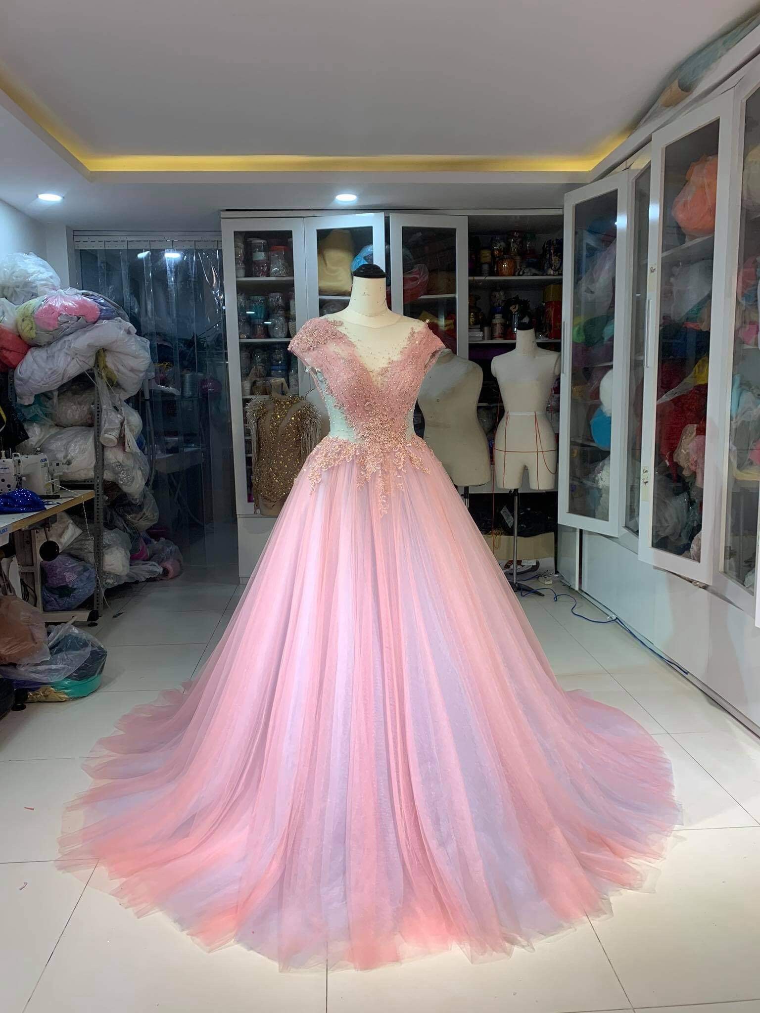 Rose pink dresses hot sale long