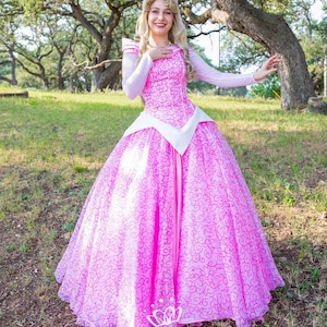 Princess Aurora Sleepy Beauty Dress cosplay pink color