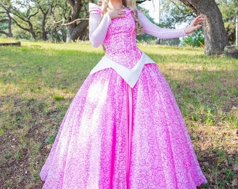 Princess Aurora Sleepy Beauty Dress cosplay handmade pink color