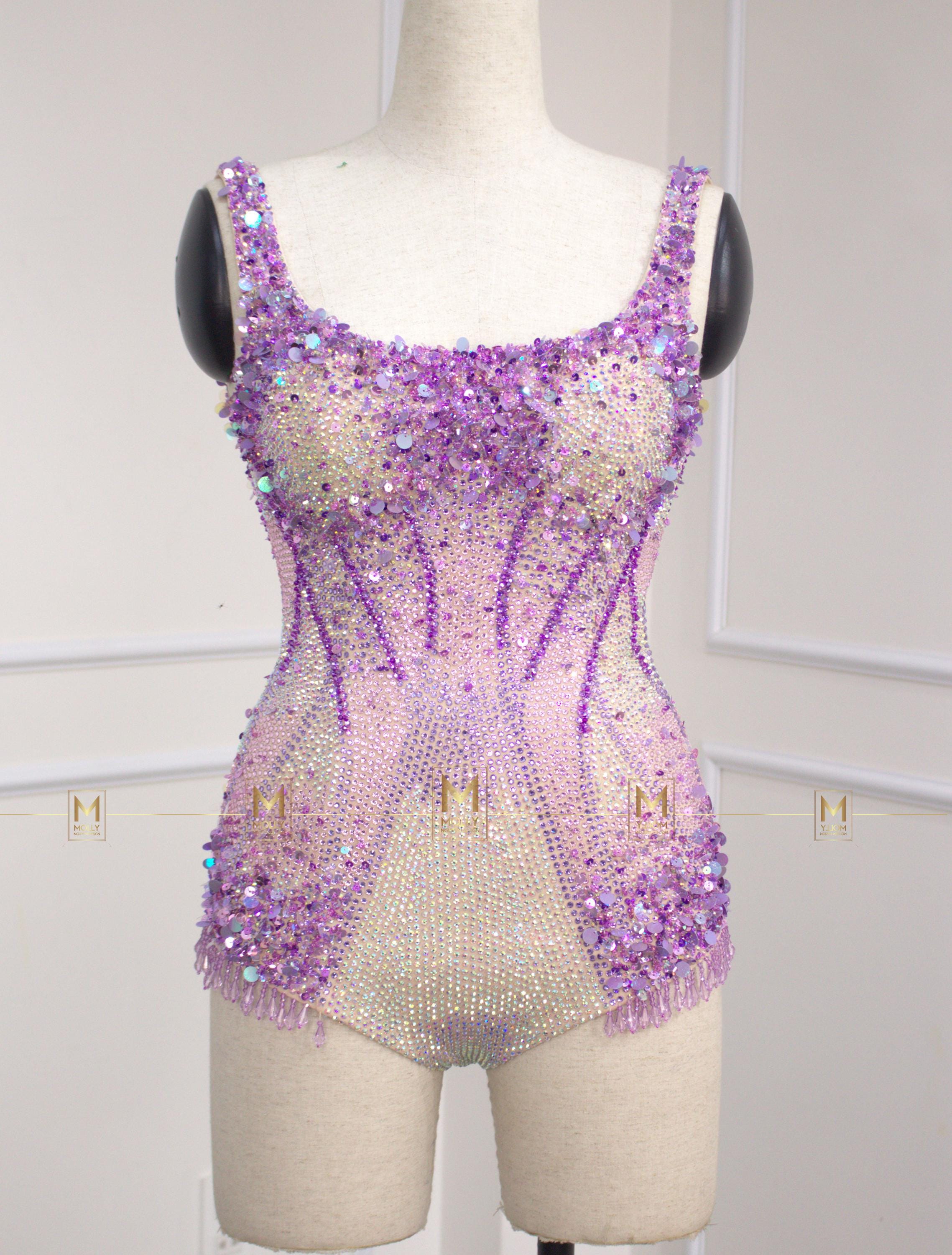 Volledige set kralen minnaar bodysuit kostuum cosplay in paarse lichtere kleur tijdperken outfit - cosplaykostuum - showkostuum