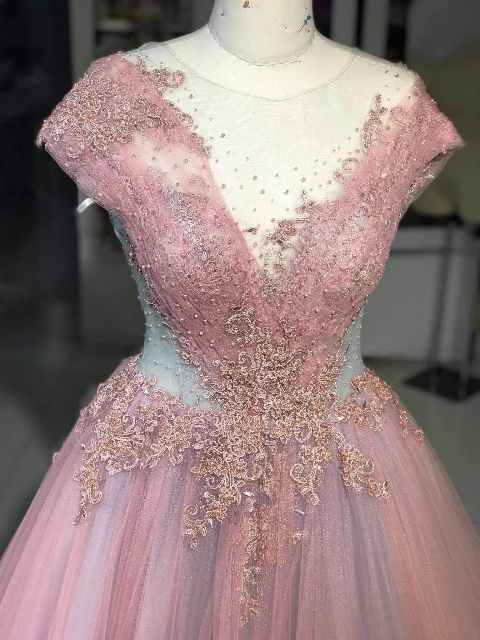 Full Length Pink Rose Dress Rose Pink Dress Prom Dress Etsy UK