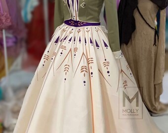 Anna Frozen crème kostuum cosplay volwassene, Anna Frozen jurk