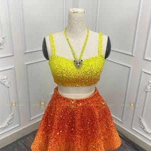 Full set 1989 beading of Yellow and Orange Inspired for show Costume- eras outfit - Cosplay costume