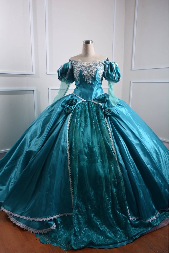 Ariel blue dress costume for adults hotsell