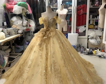 Wedding Dress inspired Belle, Belle Adult Dress, Belle Wedding Inspired, Belle Yellow Dress, Belle Costume Ballgown,