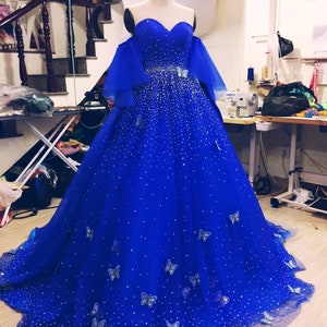 Crystals Princess Dress Blue Dress Sparkly Dress Fairy Dress Fantasy ...